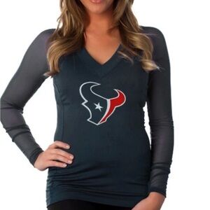 NWT Houston Texans Women's Long Sleeve V-Neck Top - Navy and Red XS/L